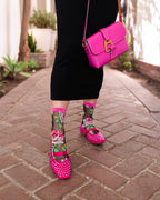 English Rose Black Sheer Crew Sock