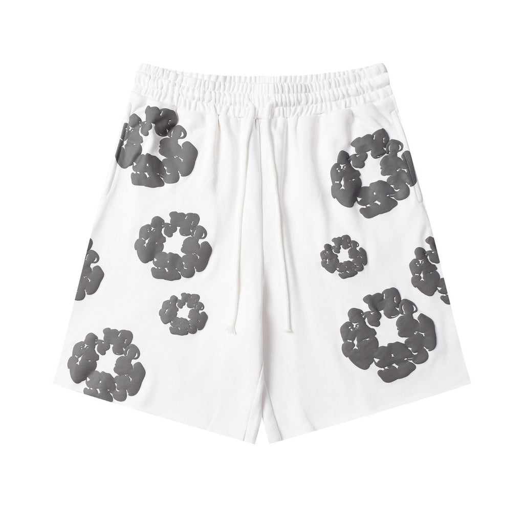 Denim Tears Outfit:T-shirt/Shorts (Separate Purchase Options) Puff Print Short Sleeve T-shirt Loose Couple Shorts Suit