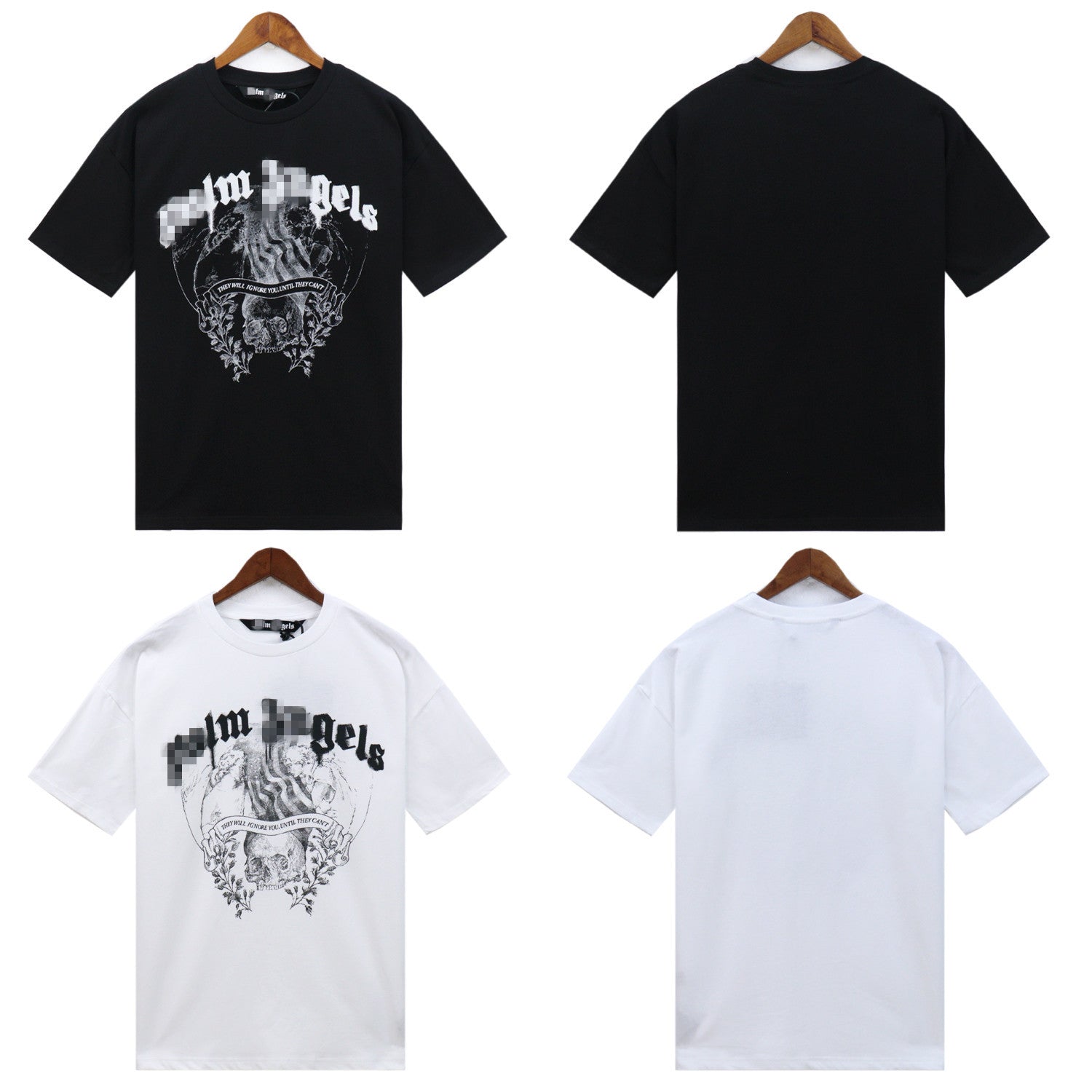 Palm Angels T-shirt Smoke Skull Angel Print Short Sleeve T-shirt