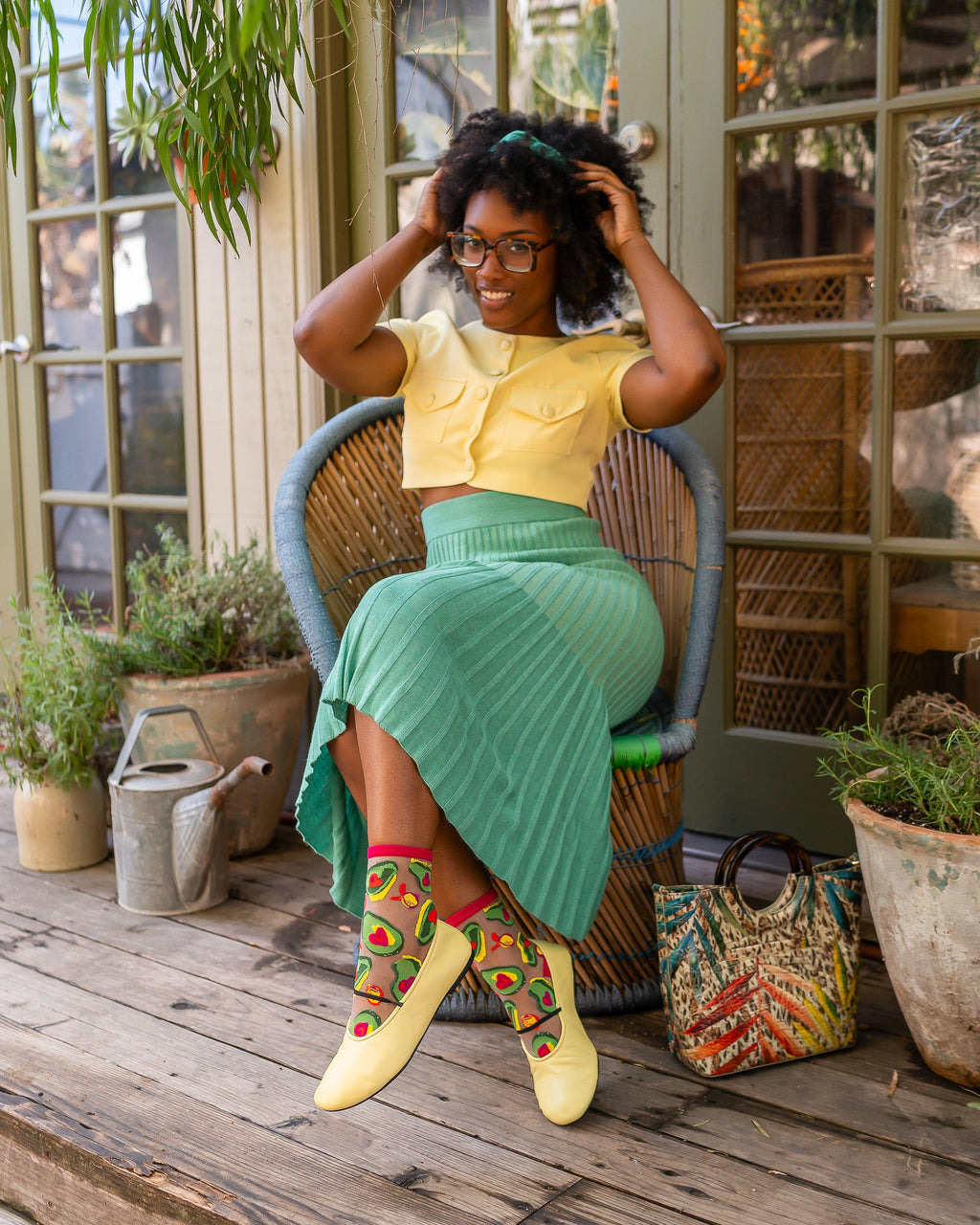 Avocado Lover Sheer Crew Sock