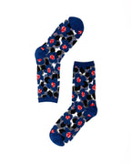 Bold Blue Floral Sheer Crew Sock