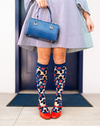Bold Blue Sheer Knee High Sock