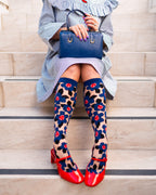 Bold Blue Sheer Knee High Sock