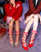 Cherry Bow Ruffle Sheer Crew Sock