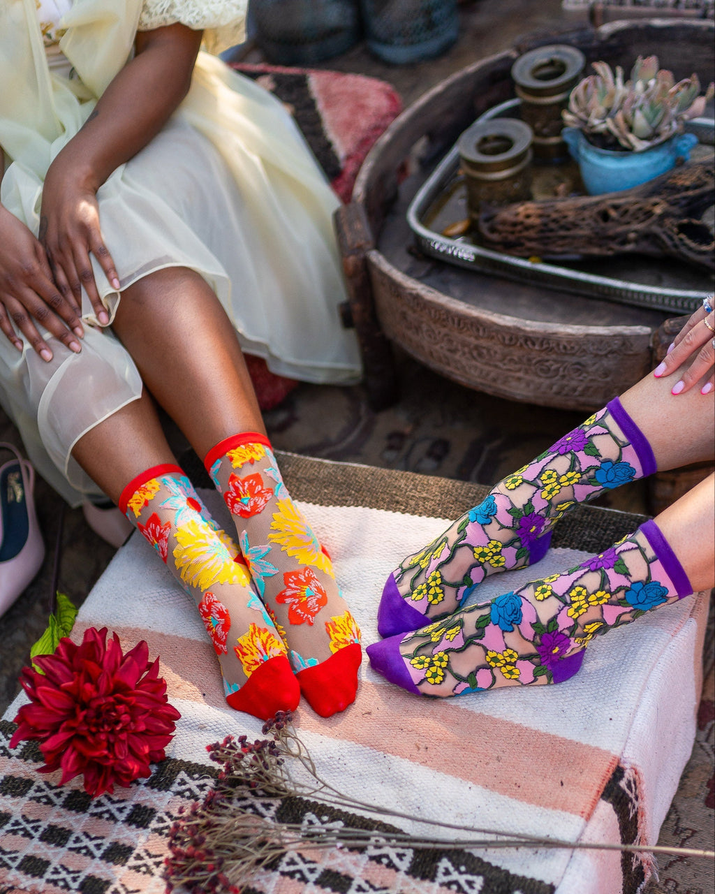 Garden Party Sheer Floral Socks Bundle