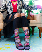 Midnight Blooms Black Sheer Socks Bundle