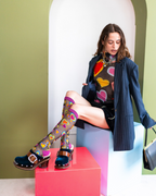 Y2K Hearts Black Sheer Knee High Sock