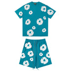 Denim Tears Outfit:T-shirt/Shorts (Separate Purchase Options) Puff Print Short Sleeve T-shirt Loose Couple Shorts Suit