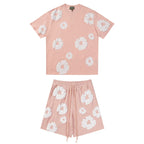 Denim Tears Outfit:T-shirt/Shorts (Separate Purchase Options) Puff Print Short Sleeve T-shirt Loose Couple Shorts Suit